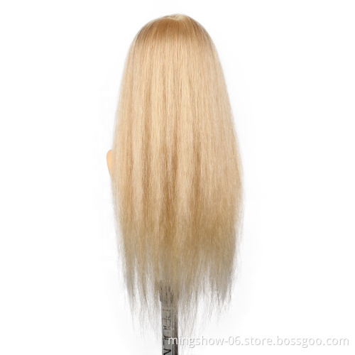 human hair practice head blond,100% hand insert practice hair doll head